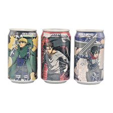 Attack on Titan Ocean Bomb Soda Lot 3 Japan 330ml Empty Cans Mikasa Eren picture