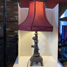 Vintage/Antique Cast Iron/Metal Girl Cherub Table Lamp  27” Tall picture