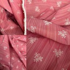 Vtg French Country Pink Cream Rose Floral Jacquard Brocade Upholstery Fabric 2yd picture