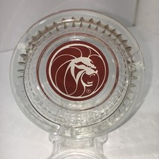 MGM Grand Glass Ashtray Red Lion Head Vintage Las Vegas Casino picture