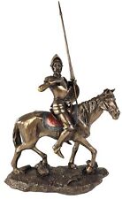 Don Quixote on Horse Raising Jousting Spear Spanish Statue Antique Bronze Finish picture