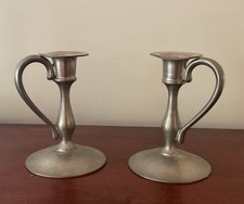 Vintage Porter Blanchard for Cartier Signed Pewter Candlesticks Candle Holders picture