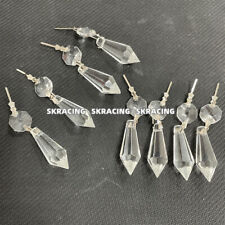 30PCS CLEAR CHANDELIER GLASS CRYSTALS LAMP PRISMS PARTS TEARDROP SILVER RINGS picture