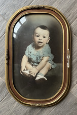 ANTIQUE  Curved Glass Convex Picture Frame 16”x10” See Pictures For Wear picture