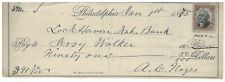 1875 Check Lock Haven National Bank paid to Henry Walker w/2 Cent Revenue Stamp picture