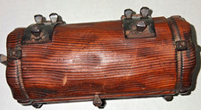 Rustic Wood Grain Wooden Box w/ Hinged Lid & Metal Hardware Brown/Black picture