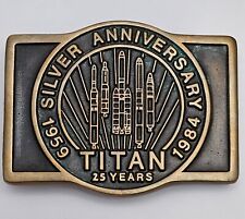 Vintage Brass Belt Buckle 1984 Titan Rocket 25 Year Commemorative  Rare Find picture