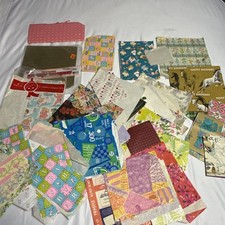 VTG wrapping paper lot Scraps 1960’s - 1970’s Era Gift Wrap Flower Power Puppies picture