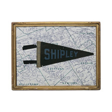 Framed Vintage Shipley Felt Pennant with Map picture