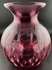 Vintage Amethyst Art Glass Vase – Flared Rim & Optic Pattern – Hand‑Blown picture