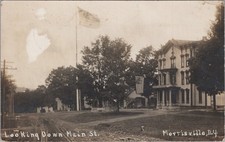 Main Street Morrisville New York NY Barker House Hotel RPPC Myer 1914 Postcard picture