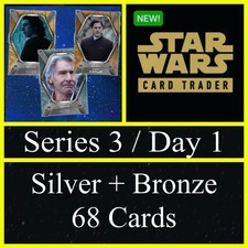 SERIES 3 / DAY 1 SILVER+BRONZE BASE 68 CARD SET-TOPPS STAR WARS CARD TRADER picture