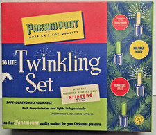 Vintage PARAMOUNT CHRISTMAS 20 Lite Twinkling Set Transformer  Clear Bulbs  Box picture