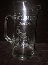 1984 Best Of Breed Trophy Etched Heavy Glass Picher picture