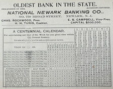 1900-1901 National Newark Banking Co Calendar Ad First Natl Bank Elizabeth NJ picture