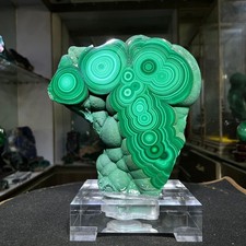 10.12LB TOP Natural malachite quartz carved crystal Mineral Specimen+stand picture