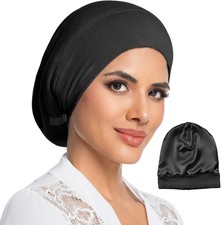 100% Mulberry Silk Lined Bonnet for Sleeping Women Anti-Frizz Hair picture