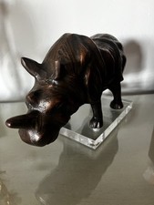 Vintage Rhinoceros Statue African Rhino Figurine Bronze Gild Sculpture picture