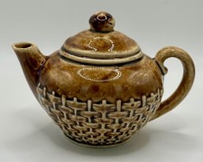 Antique Van Dyk Teas Advertising Teapot Still Bank Rockingham Stoneware Pottery picture