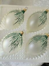 Vintage Glass Teadrop Ornaments W/Glitter - Set Of 4 picture