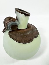 Beautiful Soft Green Satin Glass Vase With Copper Accent picture