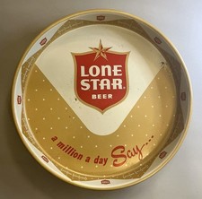 Lone Star Beer Round Metal Serving Tray 13” “Certified Quality” 1962-1969 picture