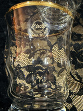 Rare Pasabahce Vintage Turkish Wine Glass  24 K Gold Rim hand made Set of 4 picture