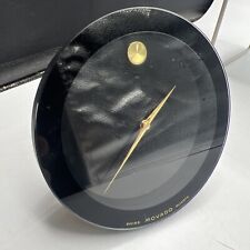 Movado Swiss Museum Dial Desk Clock Black Gold Works Quartz picture