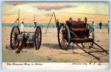 1907-10's THE BREECHES BUOY in ACTION LIFE SAVING ATLANTIC CITY NJ POSTCARD picture