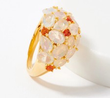 Ethiopian & Fire Opal Sterling Silver Goldclad Cluster Dome Ring Size 9 picture