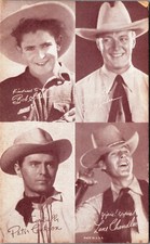 c1940's Arcade PostCard  Cowboy Stars Peter Cookson, Bobby Steele, Joel Pulden picture