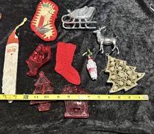 Vintage Christmas Holiday Ornament Lot Plastic Angel, Stocking picture