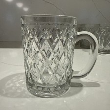 VTG Paul Sebastian Diamond Clear Glass Mug Set Of 6 Very Elegant Mugs picture