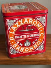 Vintage D. Lazzaroni & C. Saronno Milano Amaretti di Saronno Red Metal Tin  picture