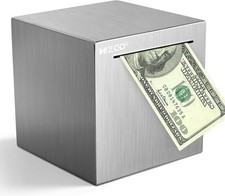 hizgo Piggy Bank for Adults Stainless Steel Savings 4.72 inches, Silver  picture