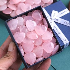 20Pcs Natural Rose Quartz Heart Stones 2cm Polished Crystal Gift Box Decor Favor picture