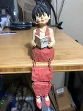 WMC SHELF SITTING FIGURINE 2003 DANGLING LEGS LADY WITH MENU CULINARY KITCHEN picture