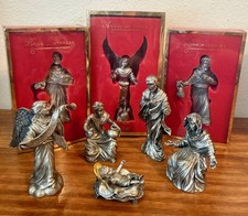 Vintage LENOX Kirk Stieff Pewter Christmas Nativity Set w Creche - 10 pcs picture