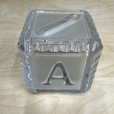 VTG 1987 Godlinger Lead Crystal Letter Block Baby Coin Bank ABCD Satin W Germany picture