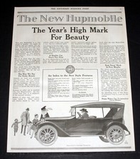 1917 OLD MAGAZINE PRINT AD, THE NEW HUPMOBILE, THE YEAR'S HIGHMARK FOR BEAUTY picture