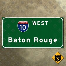Louisiana Interstate 10 west Baton Rouge highway road sign 24x12 picture