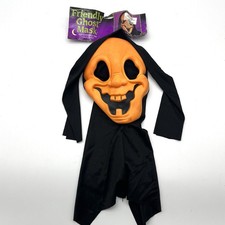 Vintage Fun World Div Scream Goofy Ghost Face Sarah Spook Mask Orange NOS RARE picture