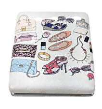 Vintage Fashion Shoes Bags Design Vinyl Double Compact Mirror Magnet Latch #C3 picture