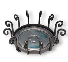 PartyLite Candle Holder  footed Metal base Scroll  Pedestal 3