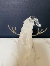 Ganz Frosted Glass Snowman Figurine Gold Metal Arms Clear Hat Scarf EX8276 picture