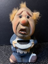 VTG 1960’s Old Man Retirement Fund Bank Japan Ceramic Chalk Ware Humor Great Con picture