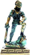 Ancient Greek God Ares Statue Miniature Green Gold Mythology Figurine picture