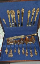 Golden Cascade Gold Plated Korea Silverware (46) Piece Set ESTIA SEE LIST W/BOX picture