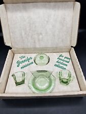 Vintage Mosser Miniature Glass Jennifer Green Glass Set Butter Creme Sugar picture