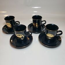 HORCHOW CHINA JAPAN BLACK GOLD TRIM 8 PIECE TEA CUPS & SAUCERS  picture